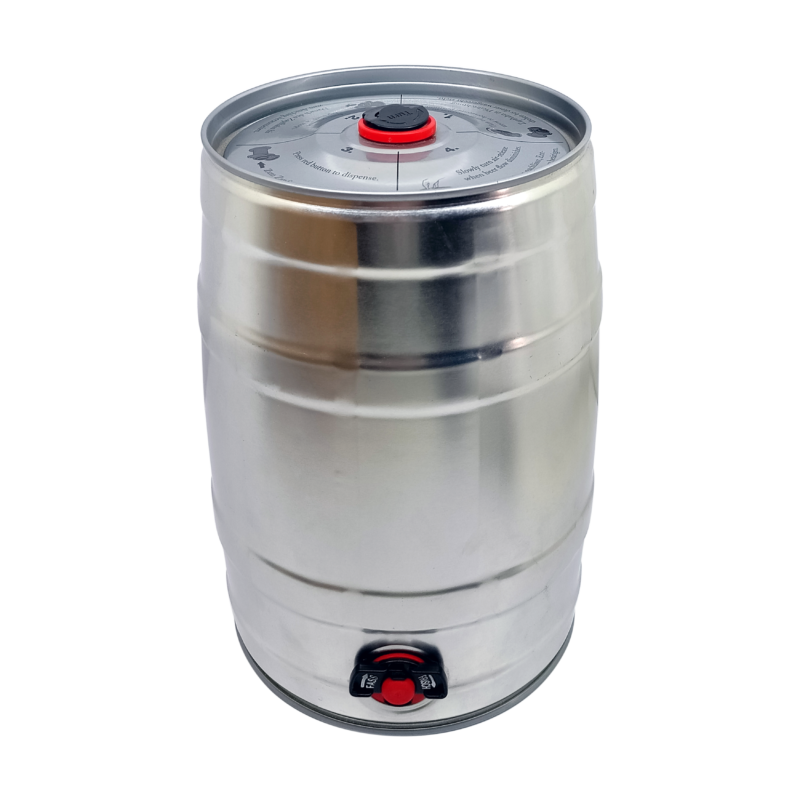 Namvo Mini Keg Style Growler Edelstahl Bier Homebrew Barrel mit Spiraldeckel Tragbarer Bier Craft Barrel für Home Hotel Supplies 2L 
