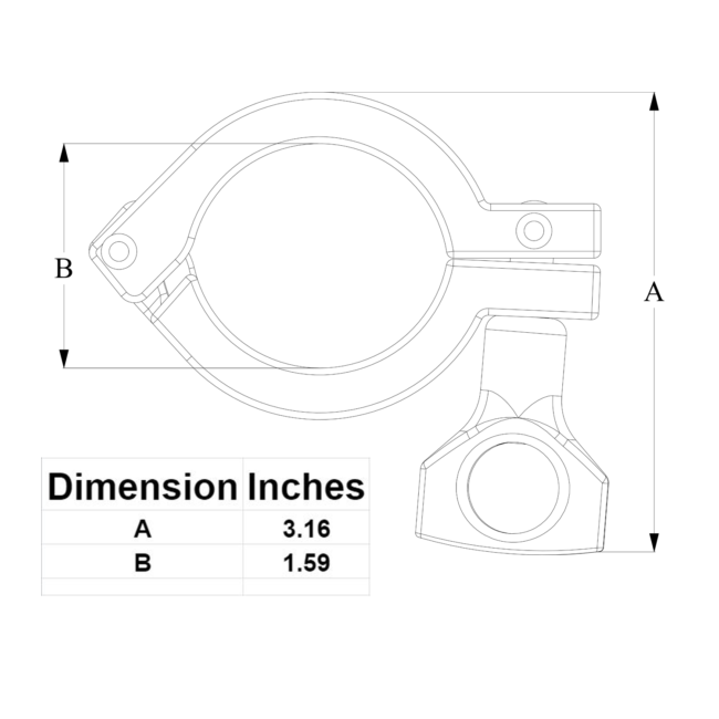 1.5″ TC Clamp line drawing