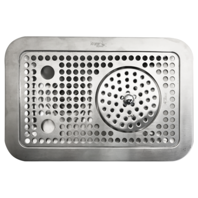 14" x 9" Flush Mount Drip Tray With Rinser - Brushed Finish