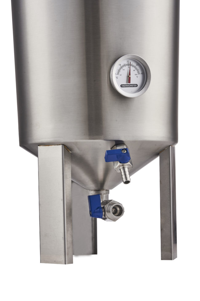 c6674 20L stainless steel fermentor temperature gauge bottom view- kromebrew