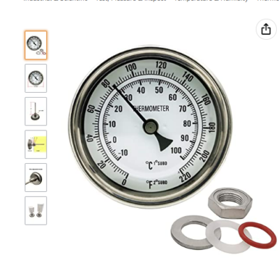 2.5" Brew Thermometer with 4 Stem