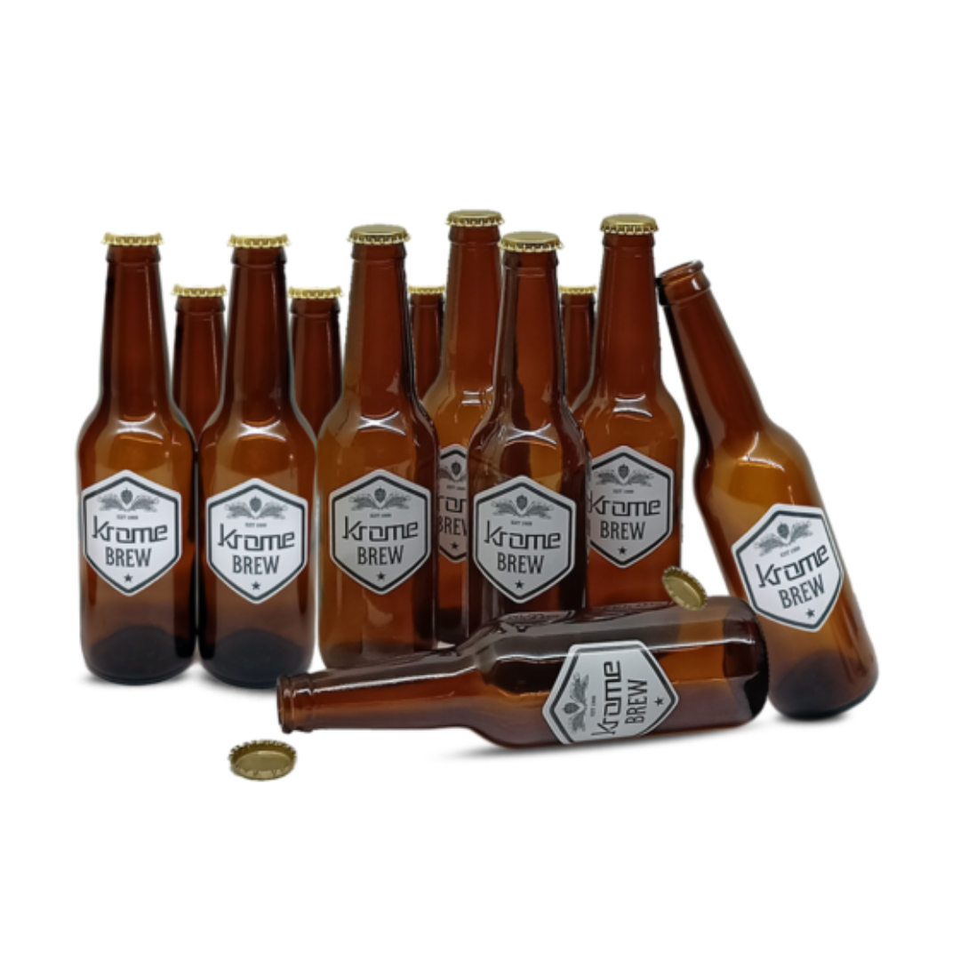 pint bottles with crown caps
