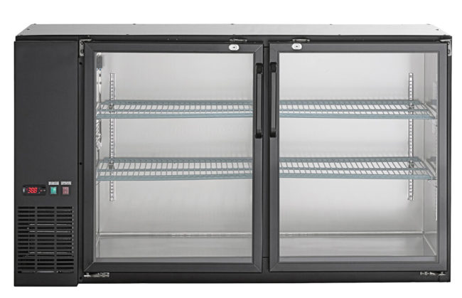 kromebrew-Glass 2 Door Under Counter Cooler With Side Cooling -Black- C2690